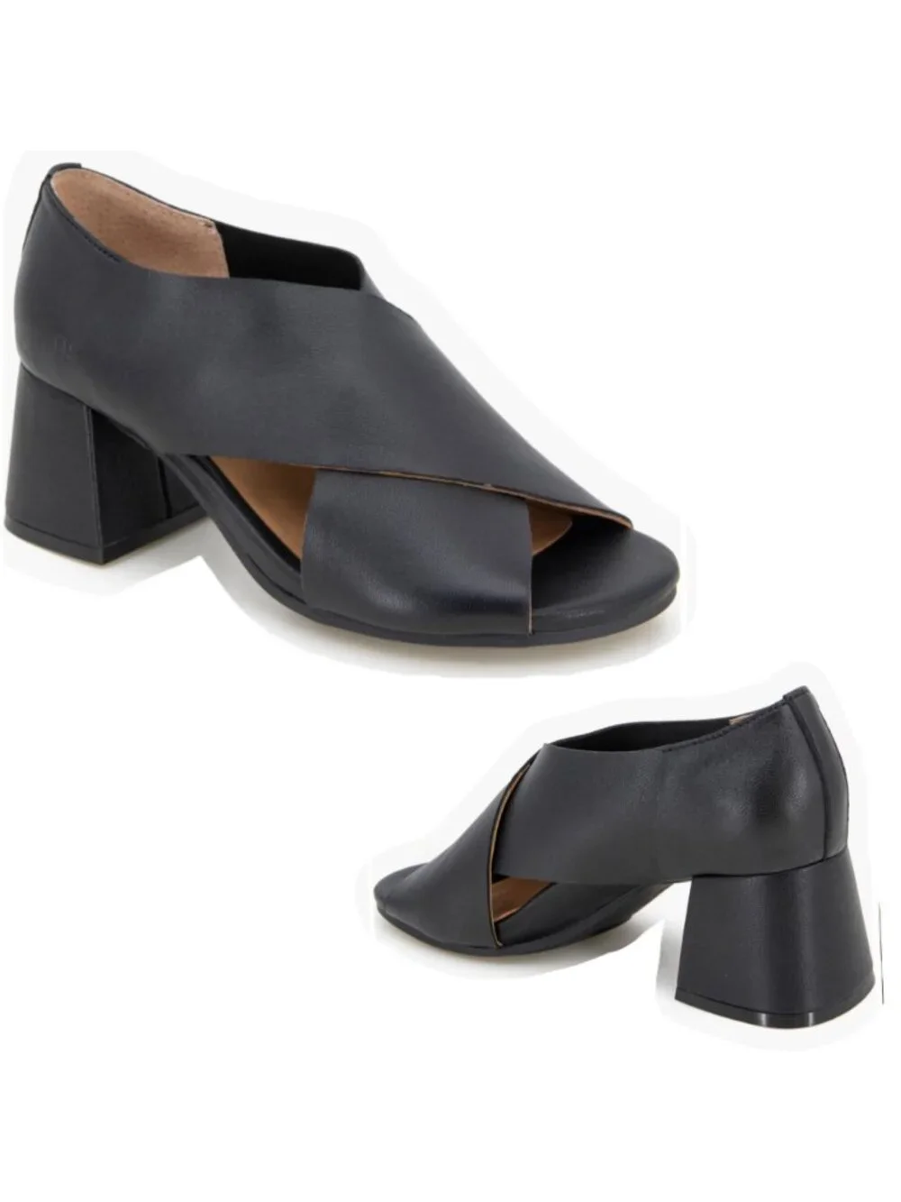 Gentle Souls Yvette Sandals Black Leather Chunky Heel Women Size 9.5